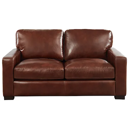 Contemporary Leather Loveseat with Extra Deep Seats